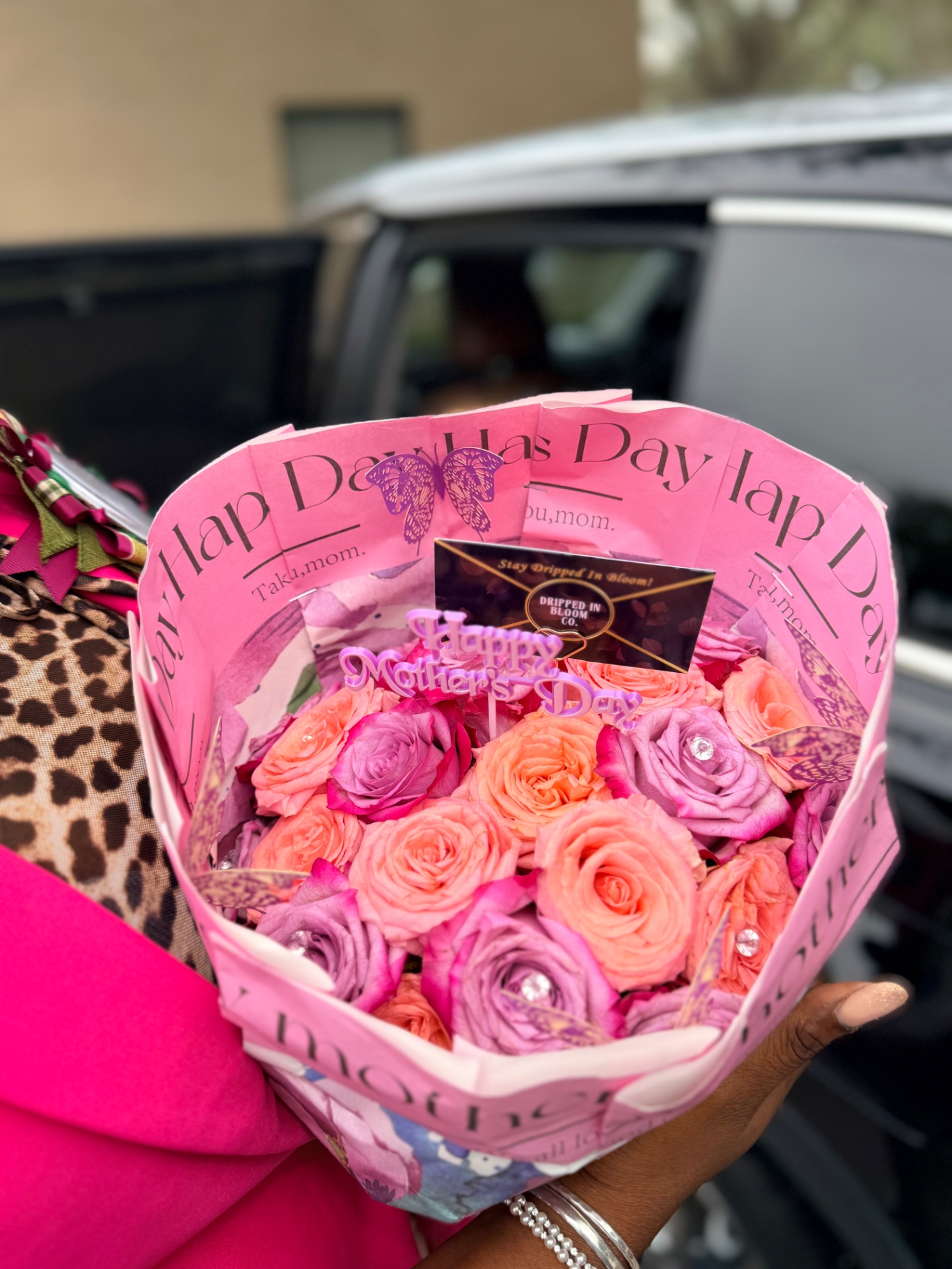 Happy Mother's Day — pink & purple heart bouquet