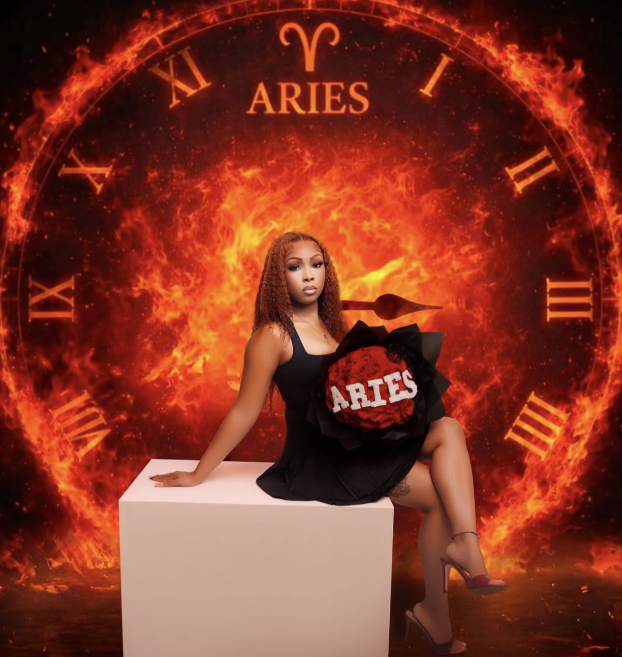 Aries fire bouquet portrait