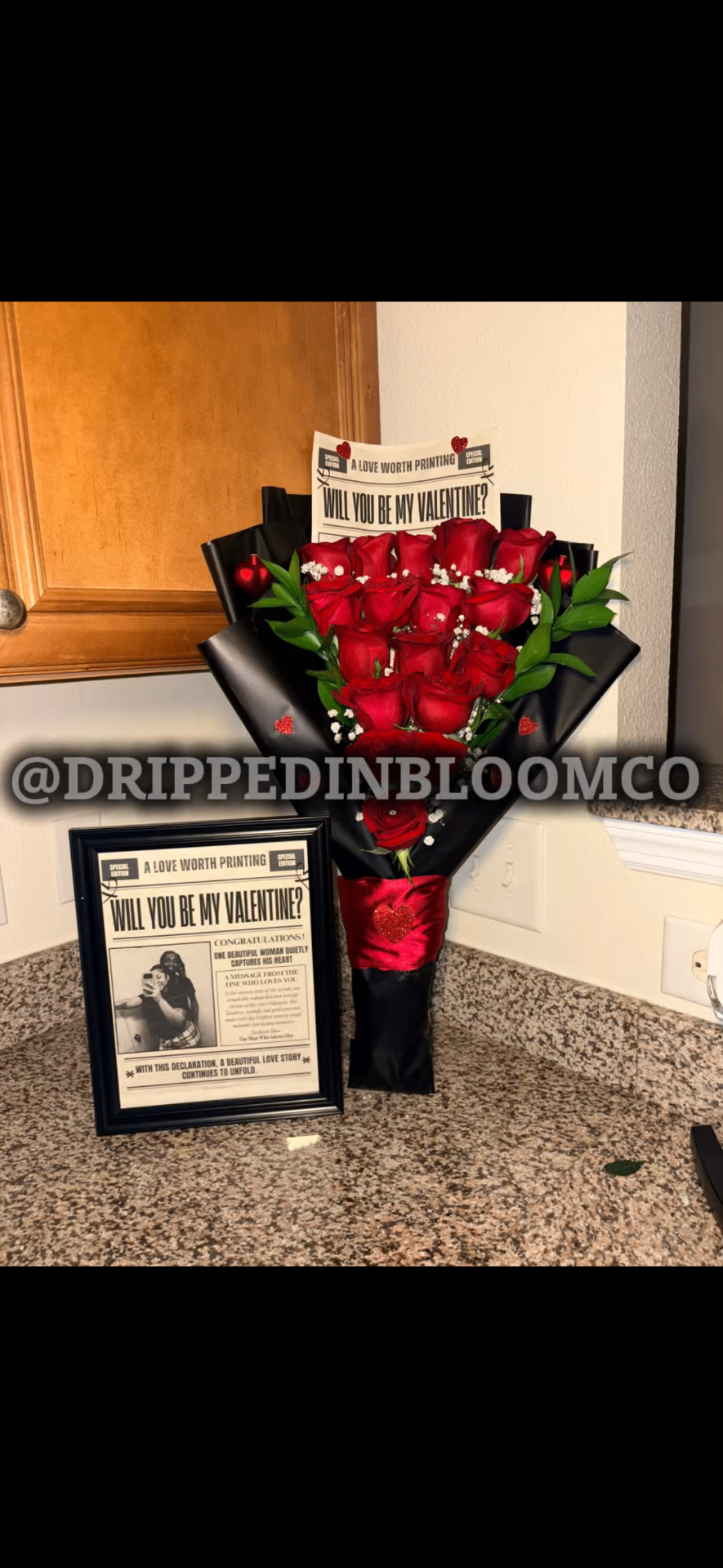 Will you be my Valentine? rose bouquet