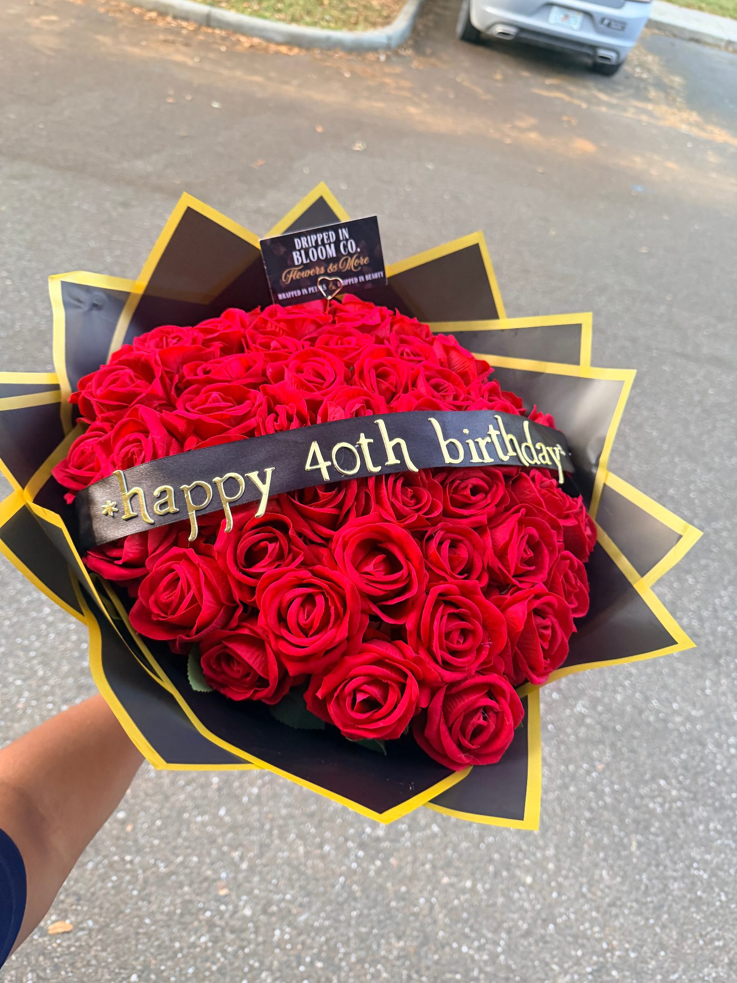 Happy 40th — red rose sash